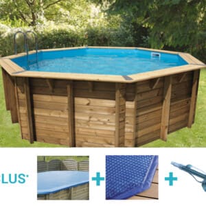 Piscine bois Bahia ø 5,80 m - H. 1,30 m - liner bleu