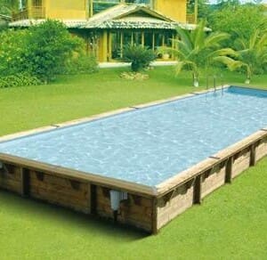 Piscine bois Linéa 15,50 x 3,50 m - H. 1,55 m - liner bleu