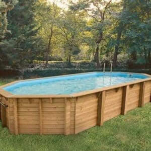 Piscine bois Océa 8,60 x 4,70 m - H. 1,30 m - liner bleu