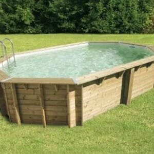 Piscine bois Bahia First 6,70 x 4,00 m H. 1,30 m liner sable