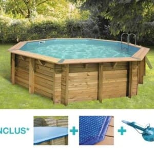 Piscine hors sol bois Bahia bleu ø 5,10 m - H. 1,20 m