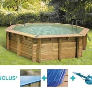 Piscine hors sol bois Bahia sable ø 5,10 m - H. 1,20 m