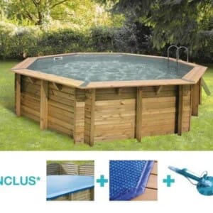 Piscine hors sol bois Bahia gris ø 5,10 m - H. 1,20 m