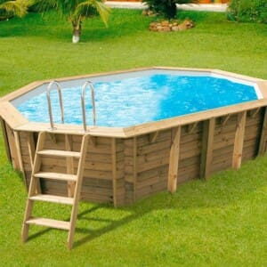Piscine bois Sunwater 4,90 x 3,00 m - H. 1,20 m liner bleu