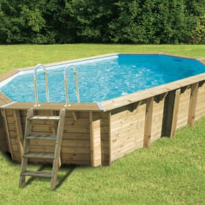 Piscine bois Océa 6,10 x 4,00 m -H. 1,30 m - liner bleu