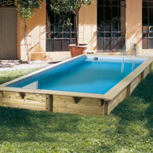 Piscine bois Sunwater 5,55 x 3,00 m - H. 1,40 m liner bleu