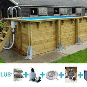 Piscine bois UrbanPool 4,50 x 2,50 m - H. 1,40 m  liner bleu