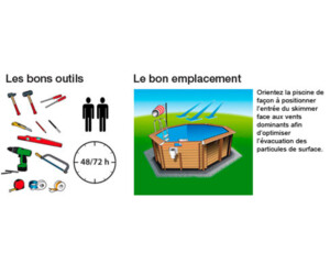 Piscine bois Océa 8,60 x 4,70 m – H. 1,30 m – liner bleu